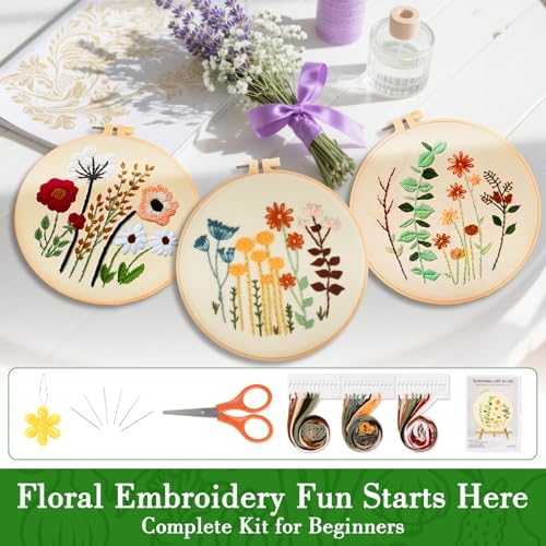 RAINFLOW 3 Pack Embroidery Kit for Beginners - Stamped Cross Stitch Kits - Image 6