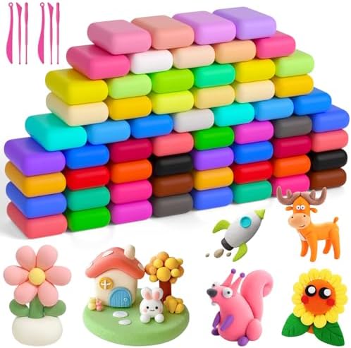 Ainiv Air Dry Clay Kit, 60 Colors DIY Model Magic Clay for Kids by Ainiv