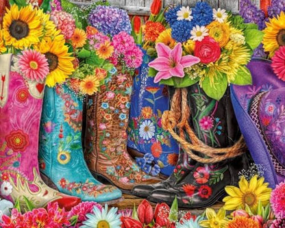 GEEHEIY Paint by Numbers Kit for Adults, Floral Cowboy Boots, 16 x 20 Inch by GEEHEIY