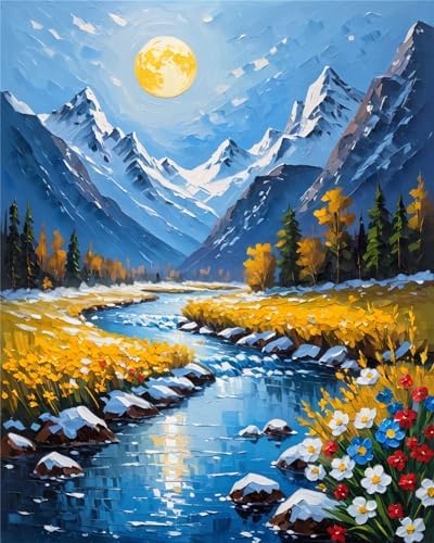 ldazao Mountain Paint by Numbers Kit for Adults Beginner Scenery Adult Paint by Number Kits Canvas Adults' Paint-by-Number DIY Oil Painting Kits for Gift Home Wall Decor 16x20 Inch by ldazao