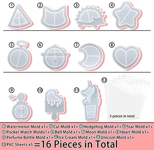 FUNSHOWCASE Resin Shaker Molds Set Charms Pendant Jewelry Making Supplies 11 Trays Bundle with 5 Seal Films and Tutorial Manual - Image 3
