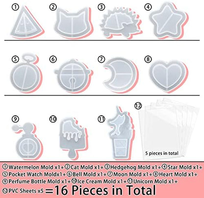 FUNSHOWCASE Resin Shaker Molds Set Charms Pendant Jewelry Making Supplies 11 Trays Bundle with 5 Seal Films and Tutorial Manual - Image 3