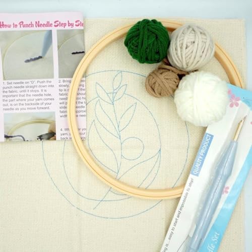 Mefatus Punch Needle Kit for Beginners Adults Easy Punch Needle Embroidery Kit Tool Threader Fabric Embroidery Hoop Yarn Rug Punch Needle - Image 5