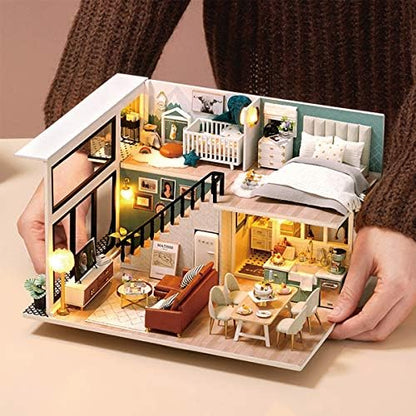 GuDoQi DIY Miniature Dollhouse Kit, Tiny House with Furniture and Music, 1:24 Scale, Great Crafts Gift for Birthday Christmas Day, Comfortable Life - Image 6
