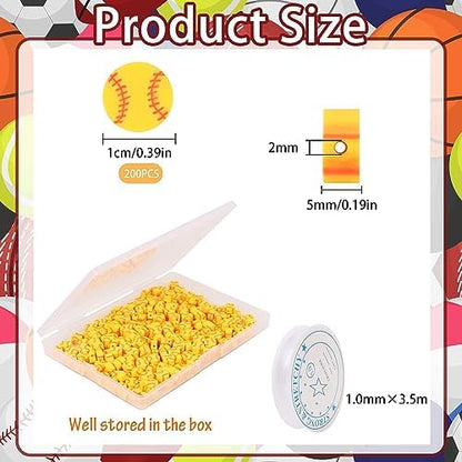 EVERMARKET 100pcs Baseball Beads Polymer Clay Baseball Softball Beads Charms Sports Ball Spacer DIY Bead for Necklace Bracelet Jewelry Handmade Jewelry Making Accessories Supplies - Image 2