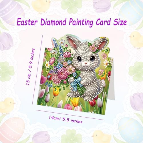 12 Packs Diamond Art Cards Kit, Diamond Painting Greeting Cards with Envelopes, DIY Card Making Kits for Adults, Gifts for Families, Friends, Partners (Easter Bunny B) - Image 2