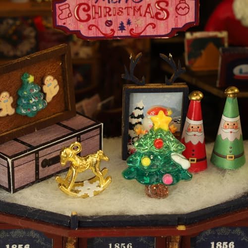 CUTEROOM Miniature House Kits for Adults, Mini Dollhouse Wooden Furniture Kit, DIY Craft Kits Creative Room Tiny House for Decoration- Christmas Wonderland - Image 6