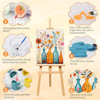 AIRDEA Flowers Paint by Numbers for Adults Beginner,Cartoon Painting by Number Kits on Canvas,Frameless,16x20in DIY Acrylic Painting,Home Wall Decor - Image 4
