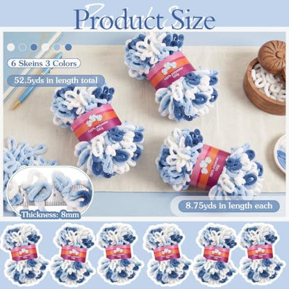 Threlaco 6 Skeins Loop Yarn for Finger Knitting, 600g, Blue Ombre - Image 2