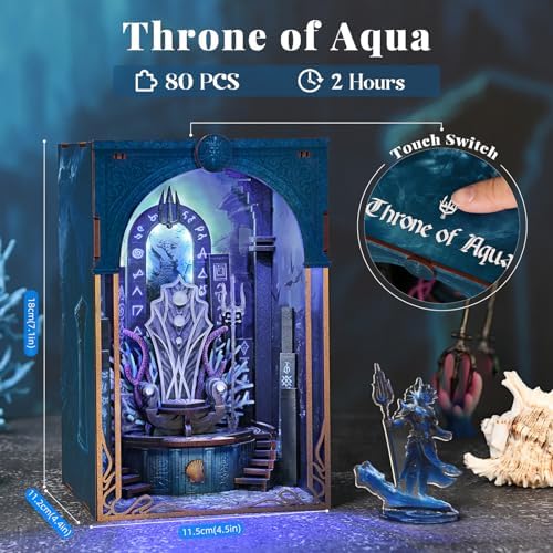 CCCDF Throne of Aqua Book Nook Kit, DIY 3D Wooden Puzzle with LED - Image 3