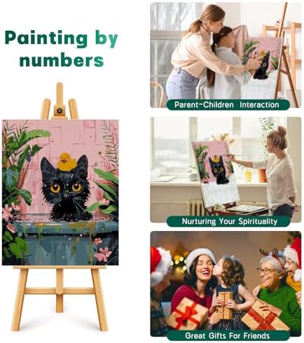 Paint by Numbers Kit for Adults Beginner, Black Cat Adult Paint by Number Kits on Canvas, DIY Easy Acrylic Watercolor Oil Paint by Number for Adults Teens Cute Animal for Home Decor Gift 16x20 Inch - Image 6