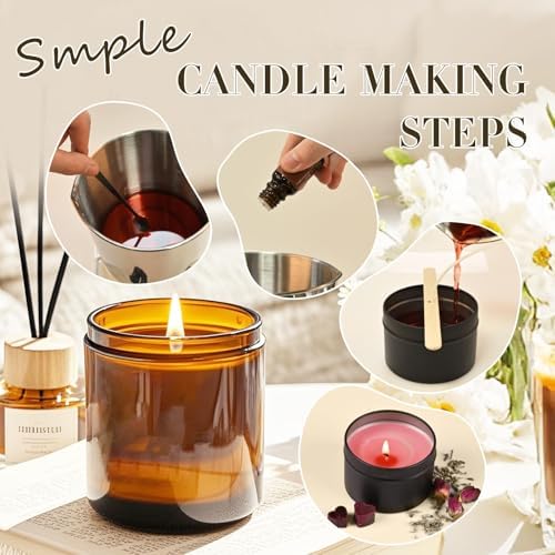 SHOWIN Candle Making Kit, DIY Candle Making Supplies for Adults, Starter Soy Wax Candle Kit with Wax Melter & Tins, Scented Home Decoration - Image 4