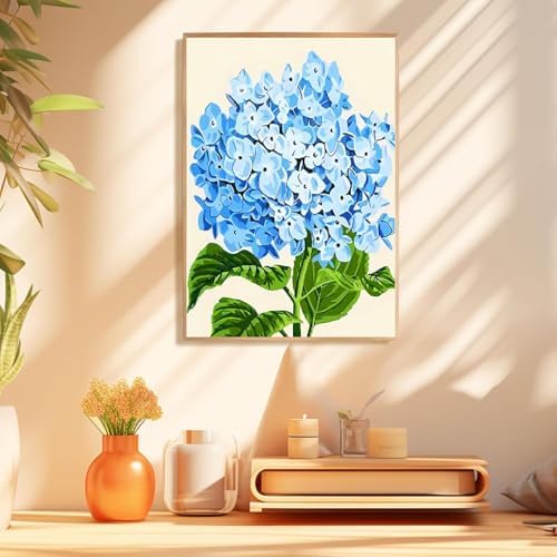 Mowana Paint by Numbers Kit for Adults - Hydrangeas Adult Paint by Numbers for Beginners on Canvas with Frame and Easel, Easy Acrylic Oil Painting by Number Kits 8x12 inch - Image 2