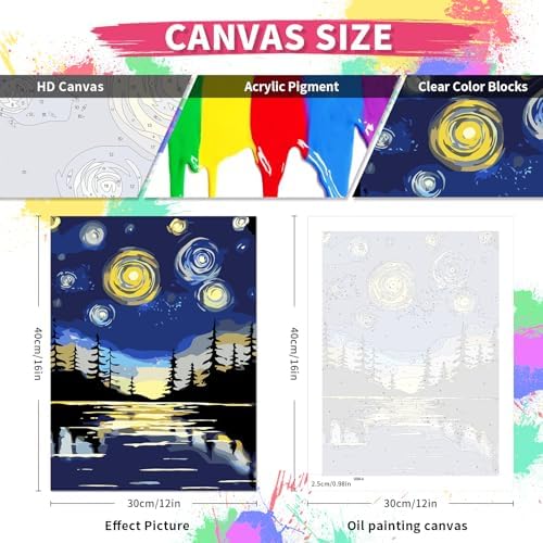 TINY FUN 6PC Paint by Number Kit for Adults DIY Oil Painting Kit 12x16 Inch Unframed Canvas, Nature Landscape Art Beginner Friendly Craft Kits for Home Decor Gift - Image 2