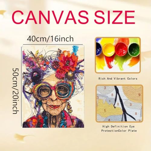 GEMFAMILY Funny Grandma Paint by Numbers Kit for Adults，DIY Paint by Number Kit on Canvas for Beginners Home Wall Decor Art Canvas Acrylic Paints Crafts 16 x 20 Inch - Image 5
