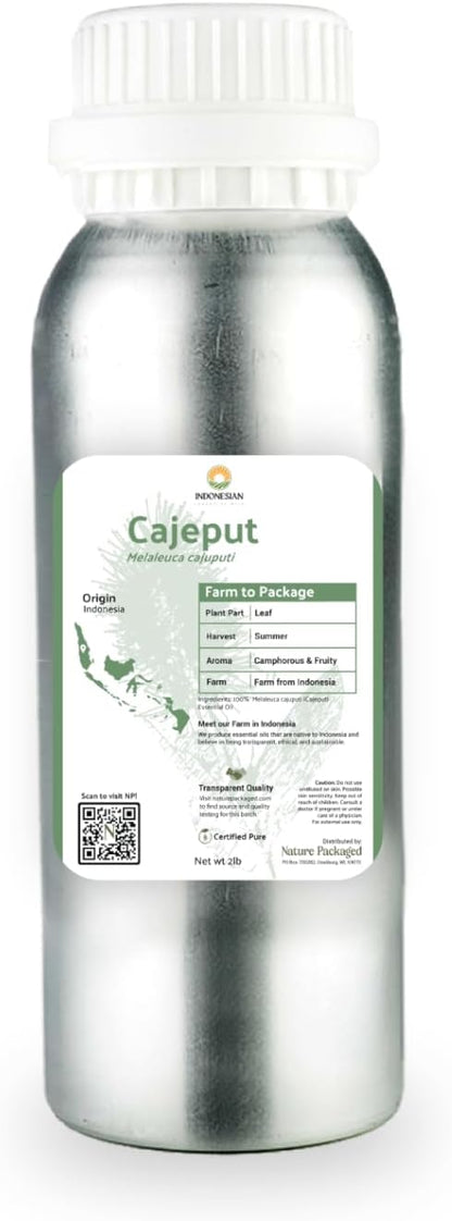 Nature Packaged Cajeput Essential Oil (2lbs) - Direct from Central Java, Indonesia - Essential Oils for Diffusers Aromatherapy; Essential Oils for Body; Massage Oils | 100% Pure Therapeutic Grade