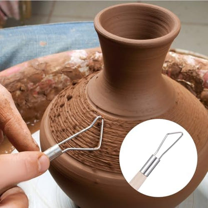 12PCS Double-Sided Clay Sculpting Tools, Wooden Handle Clay Carving Tools Clays Wire Loop Sculpture Set Clays Pottery Sculpting Tool Set for Ceramic, Carving Modeling - Image 4