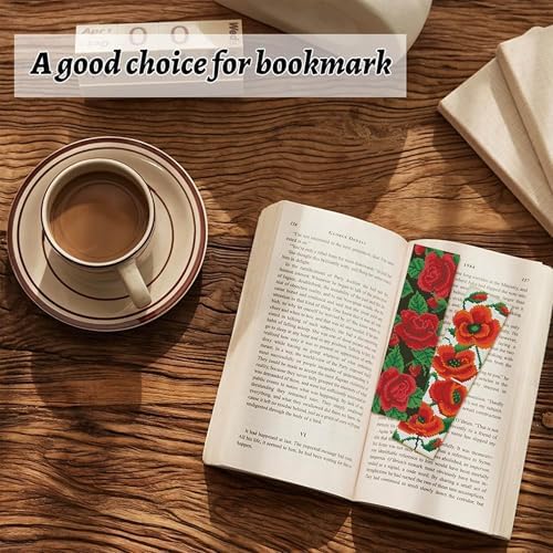 NEGEKFKX 6 Pcs Flower Cross Stitch Bookmark Kit for Adult Beginners - Image 3
