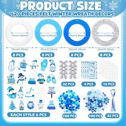 Moucuny 620/600 Pcs Christmas Winter Wreath Crafts, Let It Snow, Classic - Image 3