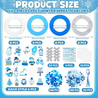 Moucuny 620/600 Pcs Christmas Winter Wreath Crafts, Let It Snow, Classic - Image 3