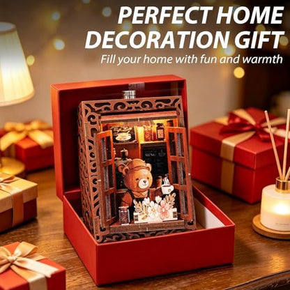 Book Nook Kit - DIY Miniature House Kit for Adults, Teens and Beginners, Dollhouse Booknook Library Tiny House Bookshelf Decor 3D Wooden Puzzle, Gifts for Family, Friends - Image 5