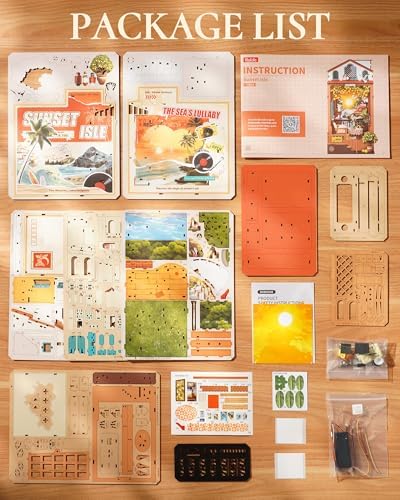 Rolife DIY Book Nook Kit Sunset Isle, 3D Puzzles Coastal Sunset Theme Miniature House Kit, Lemon Tree & Seaside View Decor for Bookshelf, Creative Gift for Adults - Image 5
