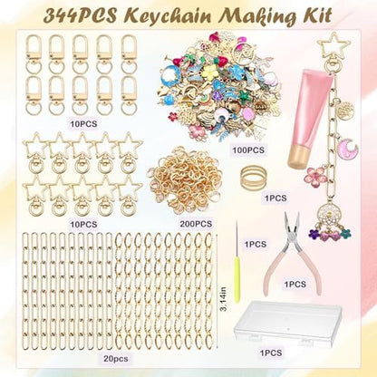 Lyukii 344Pcs Charms Lip Gloss Keychain Making Kit - Image 2