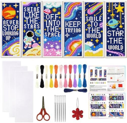ORIGACH 6 Set Cosmic Space & Quotes Cross Stitch Bookmark Kit by ORIGACH