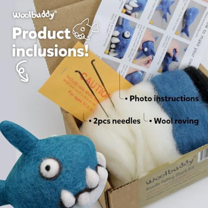 Woolbuddy Needle Felting Starter Kit (Shark) for Adults with Tool & Guide - Image 3