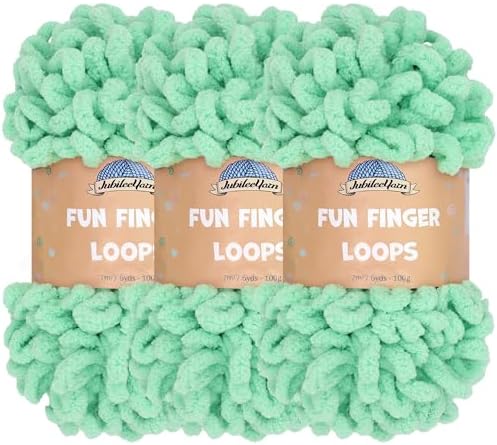 JubileeYarn Fun Finger Loops Yarn - Peppermint - 3 Skeins by BambooMN