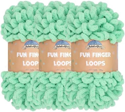 JubileeYarn Fun Finger Loops Yarn - Peppermint - 3 Skeins by BambooMN