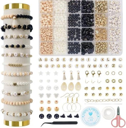 Jewelry Making Supplies Kit, Bracelet Making Kit, Natural Stone Beads by TOIPINIO