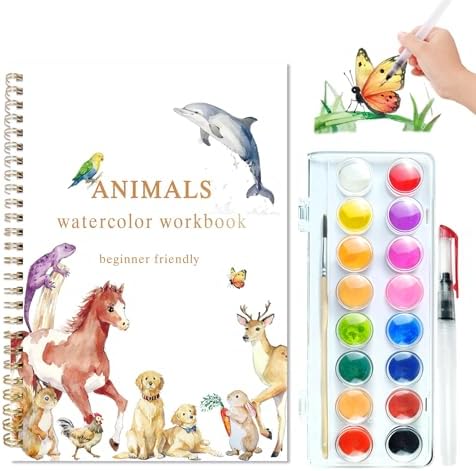 Animals Watercolor Workbook, Watercolor Painting Book Kit by CTANCIFANG