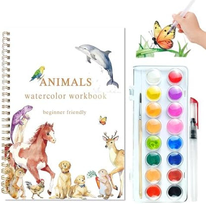 Animals Watercolor Workbook, Watercolor Painting Book Kit by CTANCIFANG
