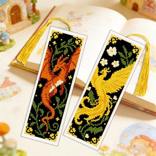 ACRNIGHEET 6PCS Cross Stitch Bookmark Kit for Beginner Fairy Tale Stamped Cross Stitch Kits Needlepoint Kit for Adults DIY Tassel Embroidery Bookmark Kits with Instructions Craft Gift 8.5"x3" 11CT - Image 6