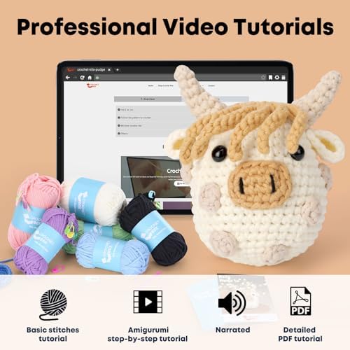 CrochetBox Polka Dot Highland Cow Crochet Kit for Beginners, Adults - Image 4