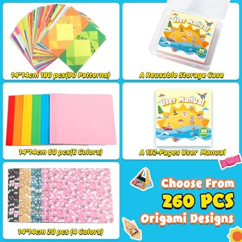 Funtopia Origami Kit for Kids Ages 5-8 8-12, 260 Sheets Origami Paper - Image 3