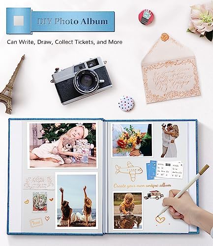 Artfeel Photo Album Self Adhesive Scrapbook Album for 3x5 4x6 5x7 8x10 Pictures,40 Pages Linen Cover with Display Window DIY Photo Book,Ideal Gifts for Family Travel Wedding Baby - Image 4
