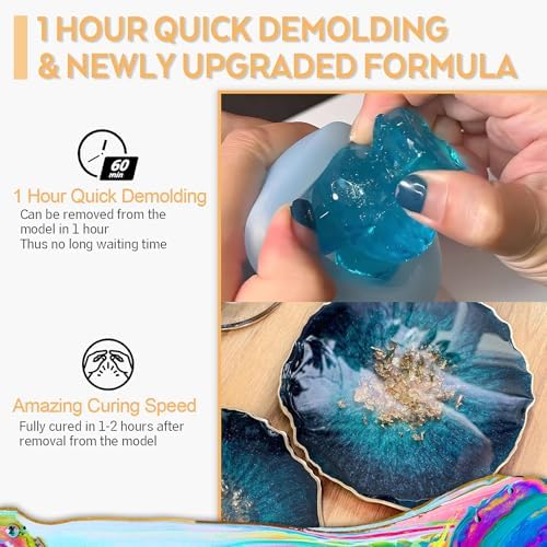 Puduo Fast Cure Epoxy Resin 68OZ, 1 Hour Quick Demold Epoxy Resin Kit - Image 2