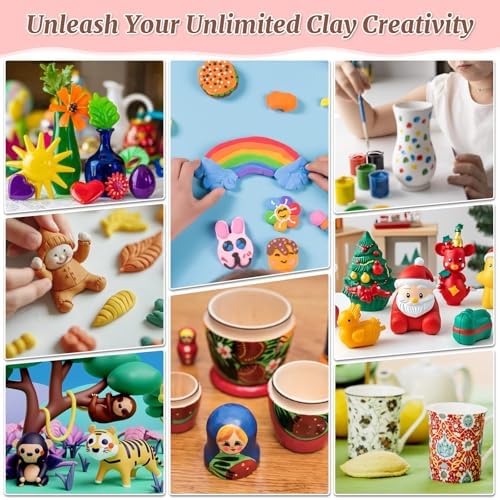 Natural Air-Dry Clay, 8 LBs Pottery Clay with 100ML Glaze Gloss Clay Varnish Protects and 27 PCS Pottery Tools Sculpting Tool Set, Air-Dry Clay Kit for Adults Beginner DIY Craft Gift - Image 7