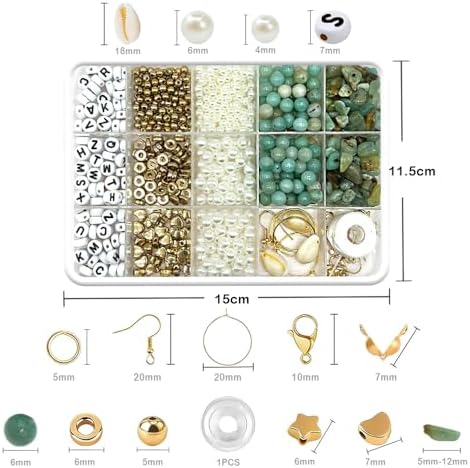 Jewelry Making Kit, Natural Amazonite Stone & Letter Beads for DIY Crafts - Image 3