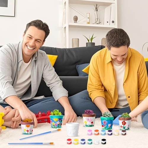Pasimy 6 Set Ceramics to Paint DIY Succulent Planter Pots, Classic - Image 6