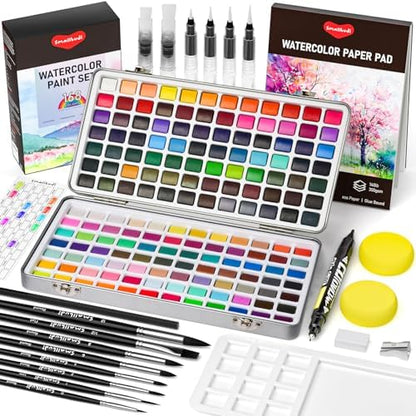 Smallbudi All in One Watercolor Paint Set 168 Colors with Portable Box by Smallbudi