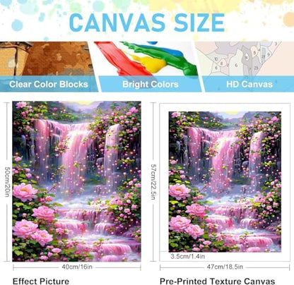 Mrnsiet Paint by Numbers Kit for Adults Beginners, Waterfall Landscape Adult Paint by Numbers on Canvas, Without Frame Acrylic Painting Crafts for Home Decor (16x20inch) - Image 3
