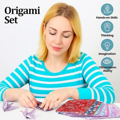 Lincia 480 Pieces Origami Paper Kit Japanese Washi 6 Inch Square Double Sided Sheet 32 Vivid Colors Sakura Cherry Flowers Colors for Hand Crafts Project Creativity Scrapbook Paper Beginner - Image 3