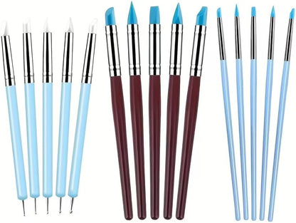 15 PCS Blue Clay Sculpting Tools Set, Professional Silicone Brushes & Dotting Tools Kit for Polymer Clay, Air Dry Clay, Pottery, Modeling & Crafting for Adult - Image 7