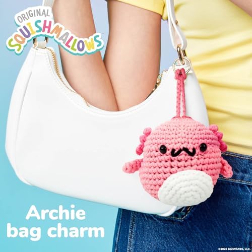 Original Squishmallows™ Crochet Kit – Archie Bag Charm, Axolotl Crochet Kit for Beginners with Yarn, Starter Hooks, Step-by-Step Tutorials, DIY Craft, Great Teen Gifts - Image 2