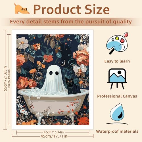 Reivworl Ghost Paint by Numbers Kit for Adults Beginner 16×20 inch - Image 4