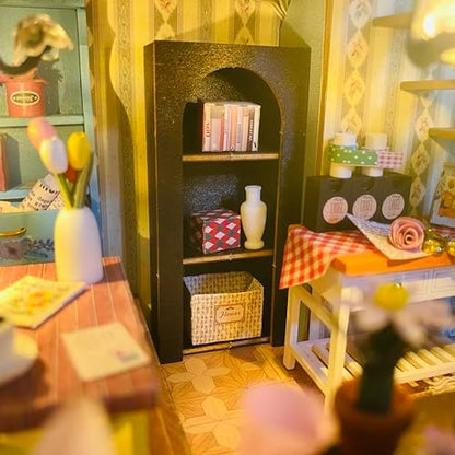 MAGQOO Miniature House Kit DIY Miniacture Dollhouse Kits with Furniture and LED 1:24 Wooden Dollhouse Kit (Daray Flower House) - Image 6