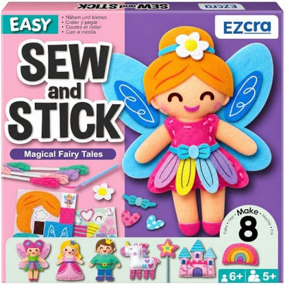 EZCRA Fairy Sewing Kit for Kids Ages 4-8 - 8 Felt DIY Projects by EZCRA